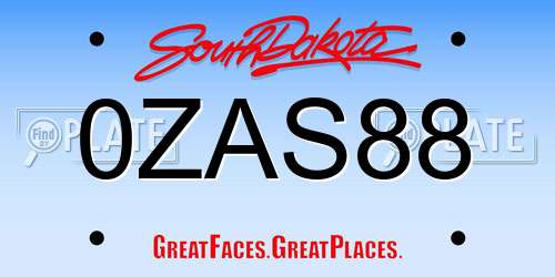 0ZAS88 South Dakota License Plate