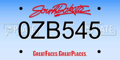 0ZB545 South Dakota License Plate