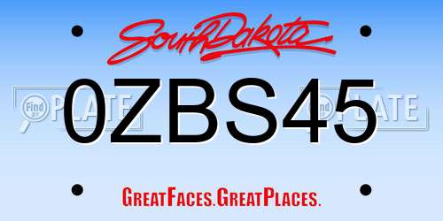 0ZBS45 South Dakota License Plate
