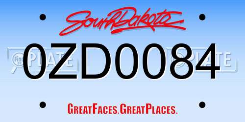 0ZD0084 South Dakota License Plate