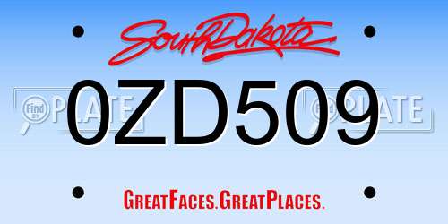 0ZD509 South Dakota License Plate