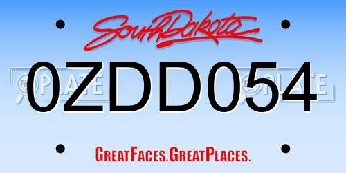 0ZDD054 South Dakota License Plate