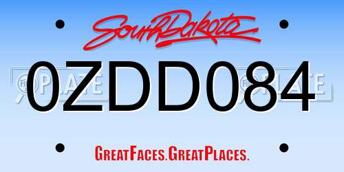 0ZDD084 South Dakota License Plate