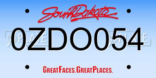0ZDO054 South Dakota License Plate