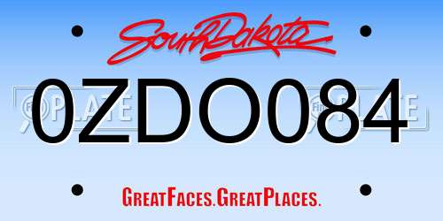 0ZDO084 South Dakota License Plate