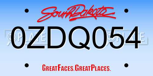 0ZDQ054 South Dakota License Plate