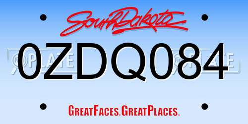 0ZDQ084 South Dakota License Plate