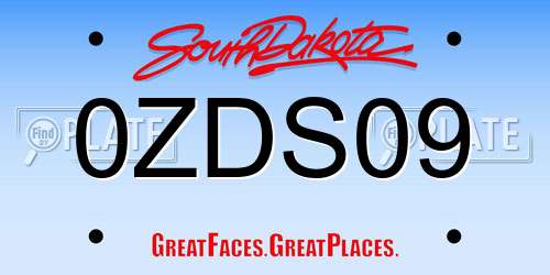 0ZDS09 South Dakota License Plate