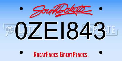 0ZEI843 South Dakota License Plate