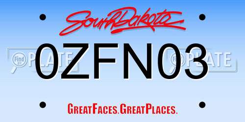 0ZFN03 South Dakota License Plate
