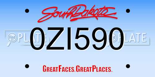 0ZI590 South Dakota License Plate