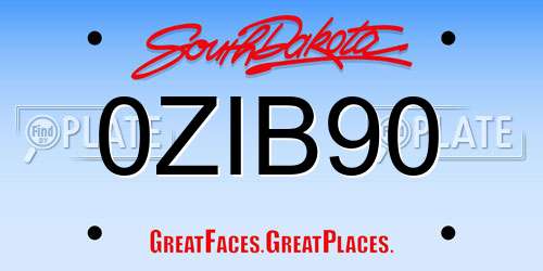 0ZIB90 South Dakota License Plate