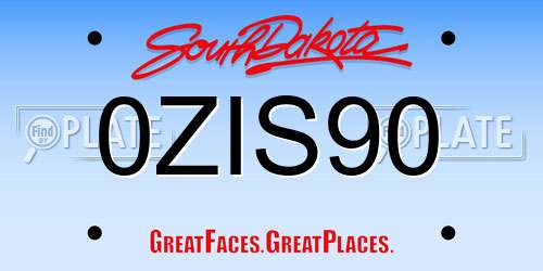 0ZIS90 South Dakota License Plate
