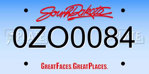 0ZO0084 South Dakota License Plate