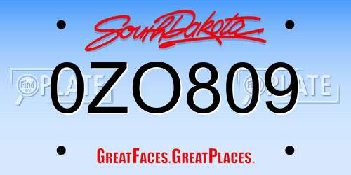 0ZO809 South Dakota License Plate