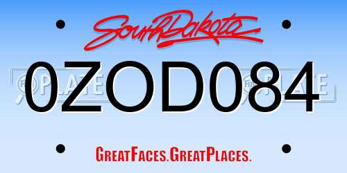 0ZOD084 South Dakota License Plate