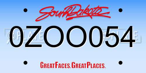 0ZOO054 South Dakota License Plate