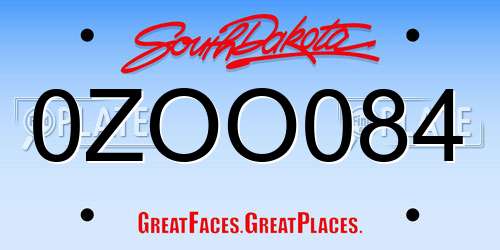 0ZOO084 South Dakota License Plate