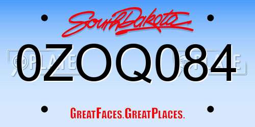 0ZOQ084 South Dakota License Plate