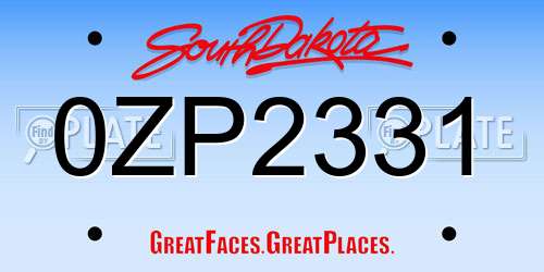0ZP2331 South Dakota License Plate