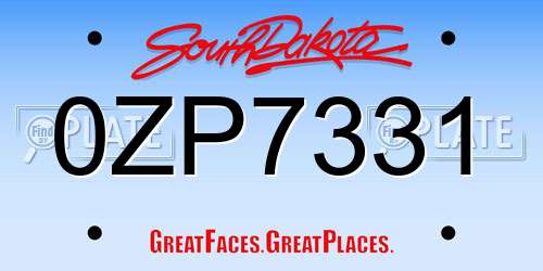0ZP7331 South Dakota License Plate