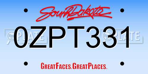 0ZPT331 South Dakota License Plate