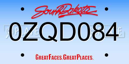 0ZQD084 South Dakota License Plate