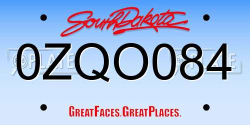 0ZQO084 South Dakota License Plate