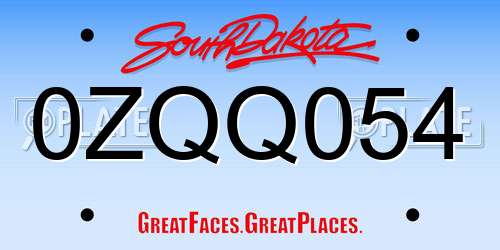 0ZQQ054 South Dakota License Plate