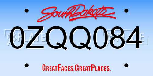 0ZQQ084 South Dakota License Plate