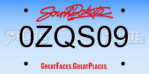0ZQS09 South Dakota License Plate