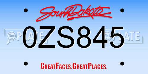 0ZS845 South Dakota License Plate