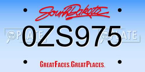 0ZS975 South Dakota License Plate