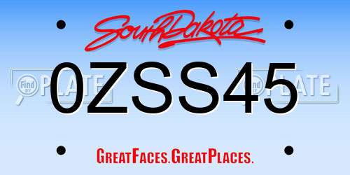 0ZSS45 South Dakota License Plate