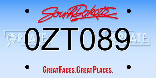 0ZT089 South Dakota License Plate