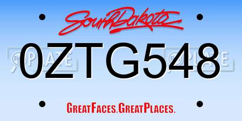 0ZTG548 South Dakota License Plate