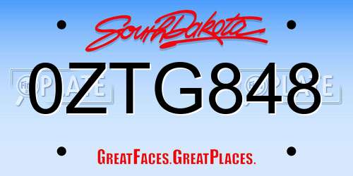 0ZTG848 South Dakota License Plate