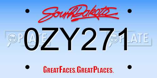 0ZY271 South Dakota License Plate