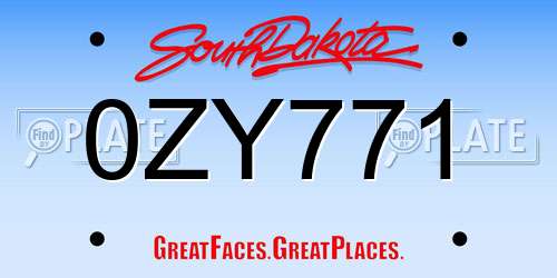 0ZY771 South Dakota License Plate