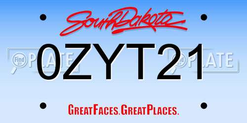 0ZYT21 South Dakota License Plate