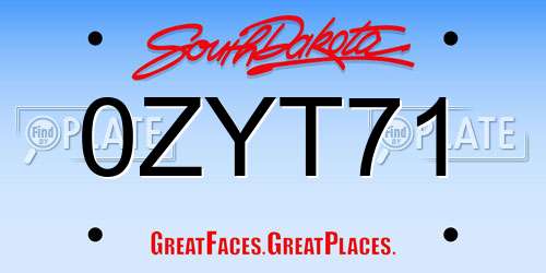0ZYT71 South Dakota License Plate