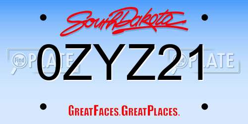 0ZYZ21 South Dakota License Plate