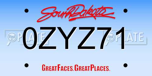 0ZYZ71 South Dakota License Plate
