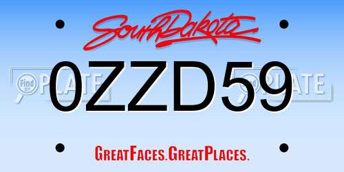 0ZZD59 South Dakota License Plate