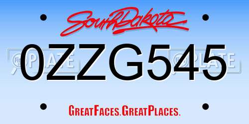 0ZZG545 South Dakota License Plate