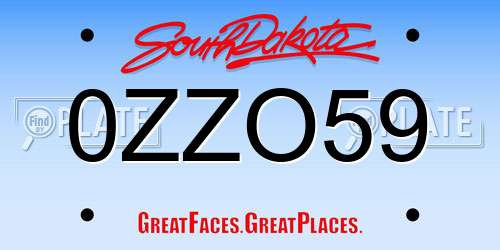 0ZZO59 South Dakota License Plate