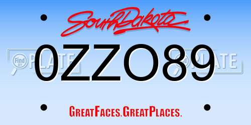 0ZZO89 South Dakota License Plate