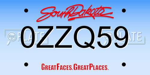 0ZZQ59 South Dakota License Plate