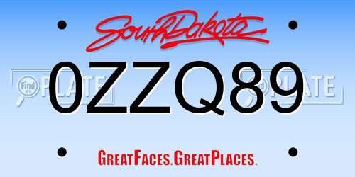 0ZZQ89 South Dakota License Plate
