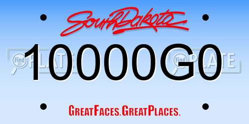 10000G0 South Dakota License Plate